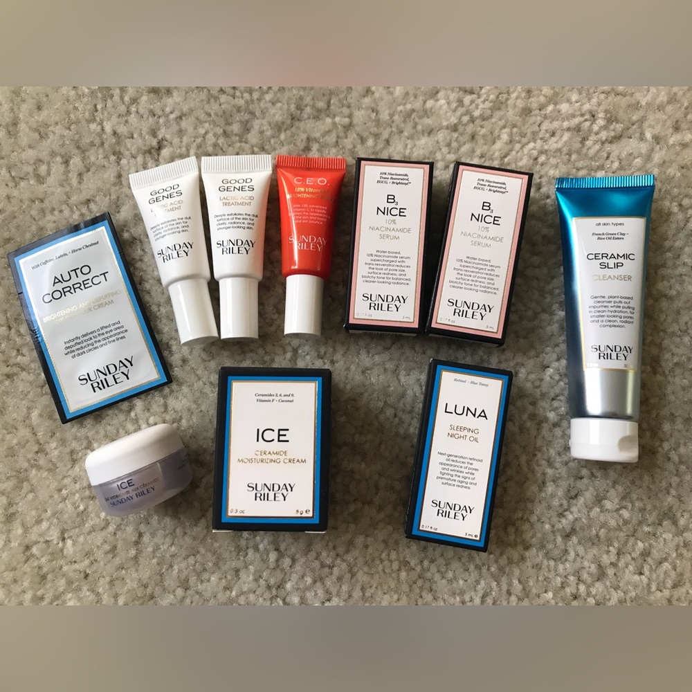 Sunday Riley 10-piece Skincare Bundle All New ICE Good Genes CEO LUNA serum more